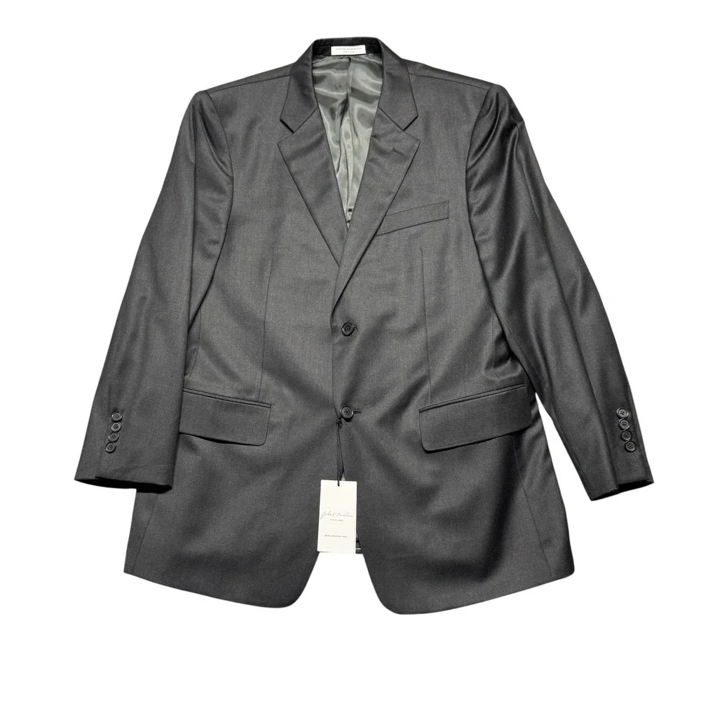 John W Nordstrom Travel Wool Suit Mens‎ 42R 36x28 Charcoal Gray Italian Wool NWT